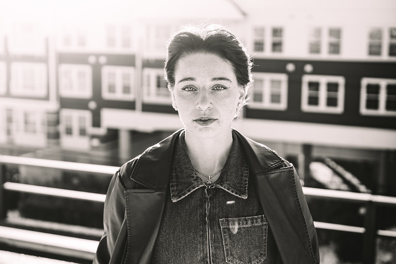 Black and white portrait, editorial style